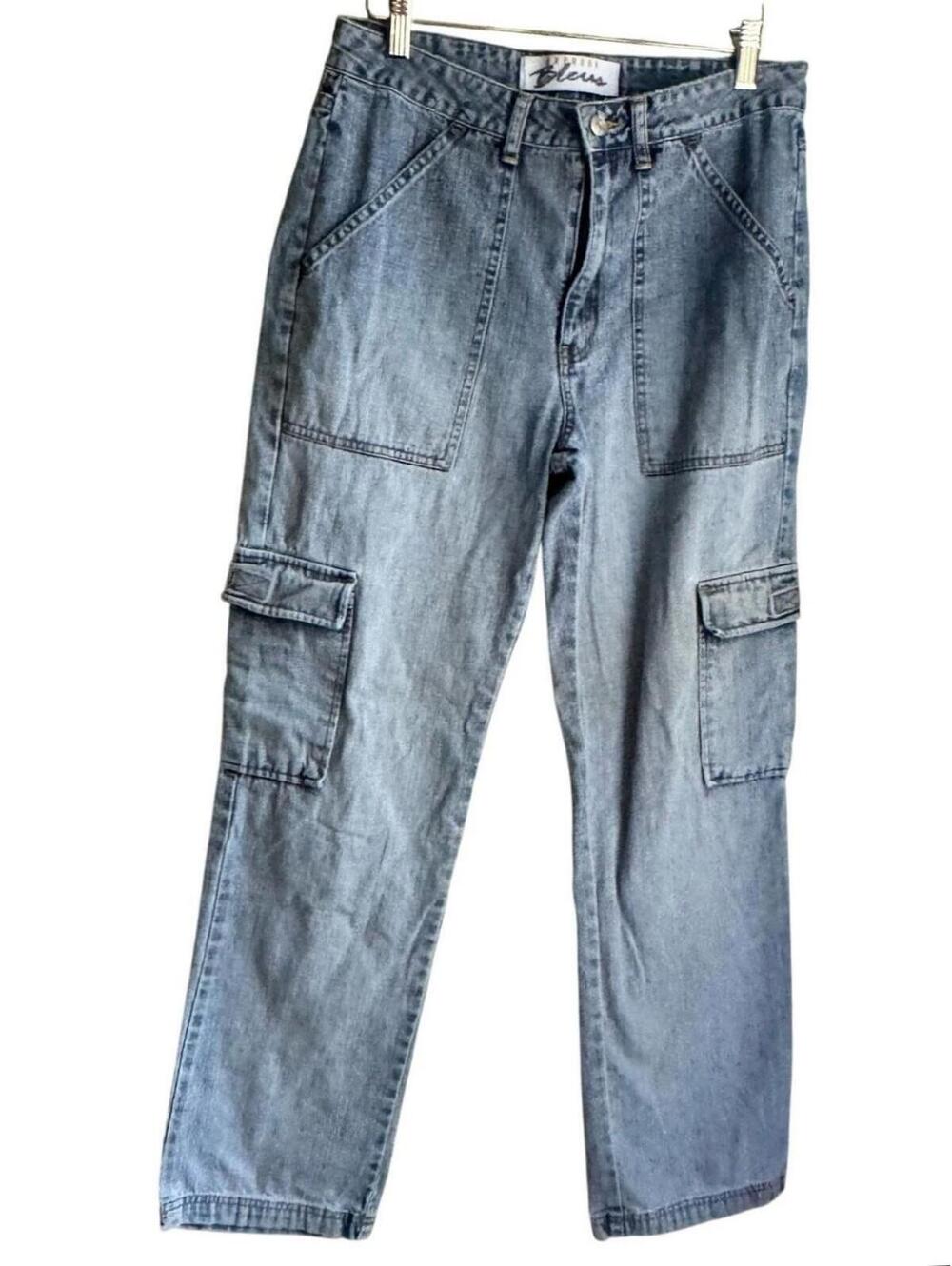 Express Bleus Vintage Cargo Jeans 90s Y2K Baggy Faded Denim